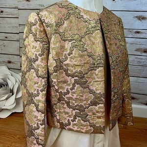 Vintage 60’s  Ferdinando Sarmi New York Pink Metallic Gold Brocade Party Jacket